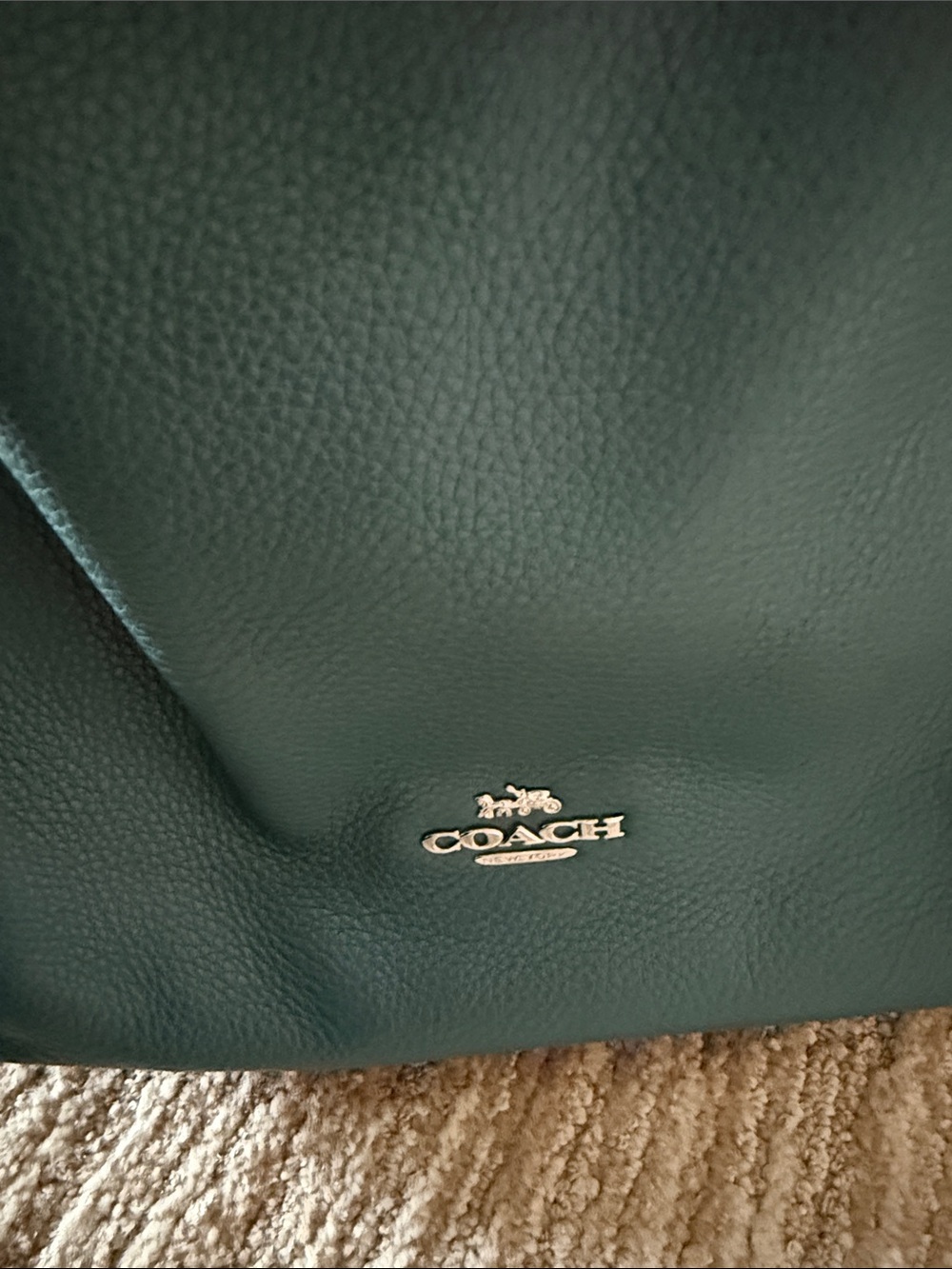 Coach Teal Pebbled Leather Shoulder Hobo - Picture 2 of 6